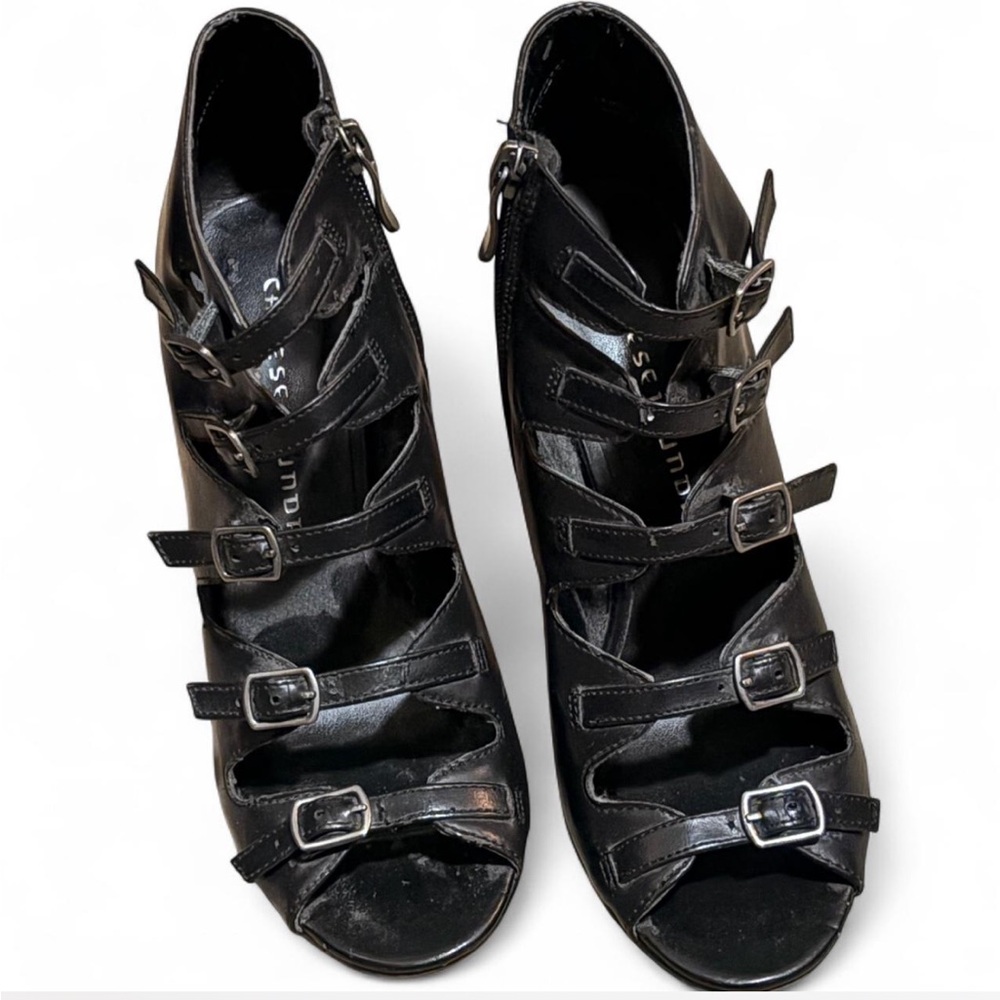 Chinese Laundry Black Strappy Buckle Heels